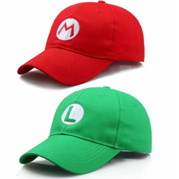 Super Mario Odyssey Luigi Cap Barn Cosplay-hatte til mænd Red Green