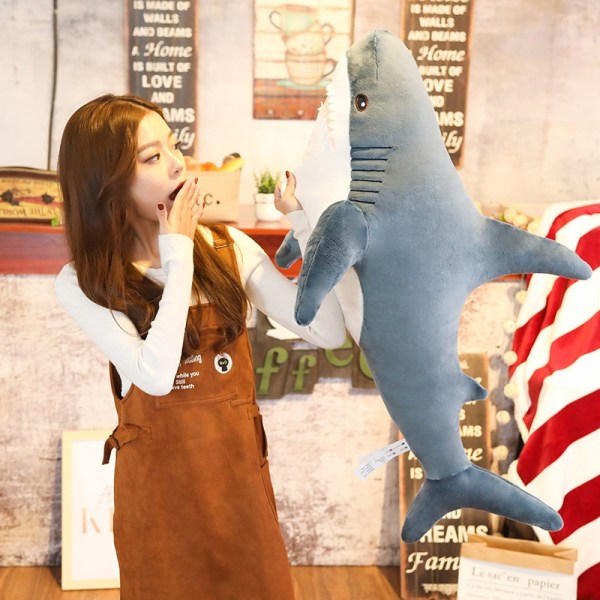 Mub- 55/80/100/120/140cm Stuffed Animal Plush Shark Skin With Zipper Logo Available Vacuum Waterproof Tape Packing Sent To Your Agent Blue 55cm