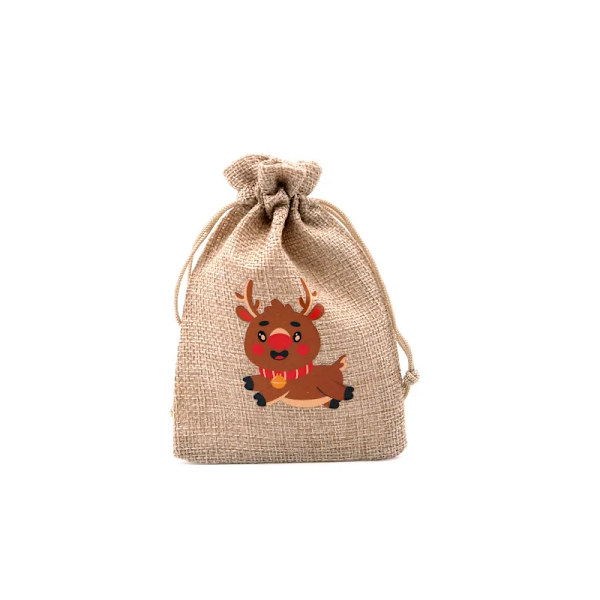 Mub- 10x14cm Julegaver Dekorationer Julelinned Slikposer Med Snore Jute Burlap Gavepose Burlap Pose X2072 SD02-2 Deer