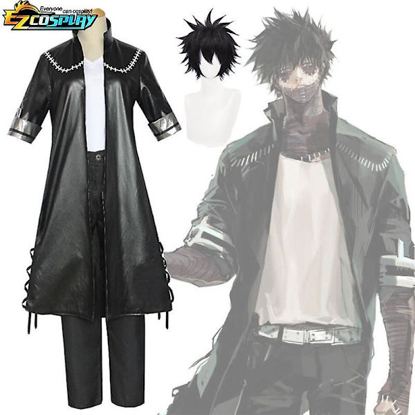 My Hero Academia Cosplay Kostume Dabi Cosplay Sort Frakke Jakke Uniform Halloween Outfit -a Costume and wig M