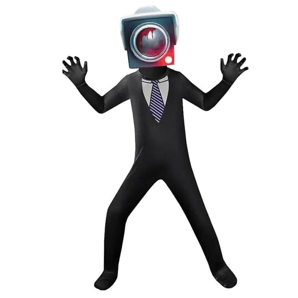 Skibidi Toalett Cosplay Kostyme, TV-mann Kameramann Cosplay Jumpsuit Halloween Bodysuit Barn Videospill -a Monitor Adult 170