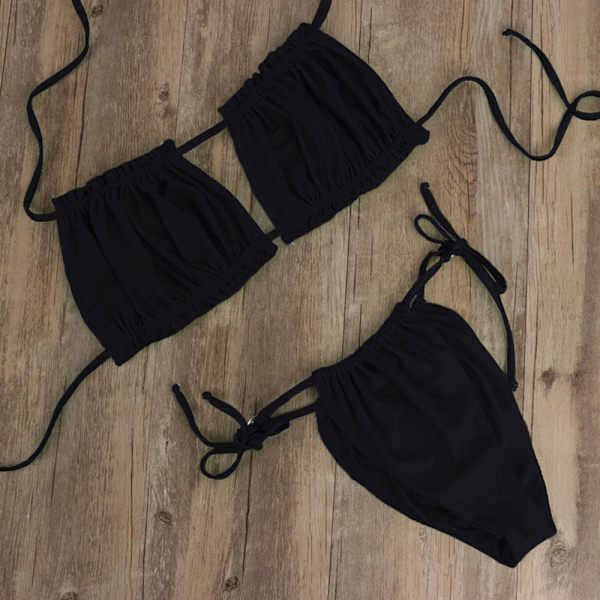 Naiset seksikäs rypytetty bikinit volangremihholat uimapuvut S