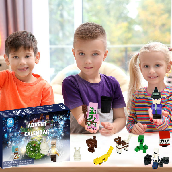 Mub- Juladventskalender 2023 Minecraft Byggsten Leksak Jul 24 dagar nedräkning överraskningslåda