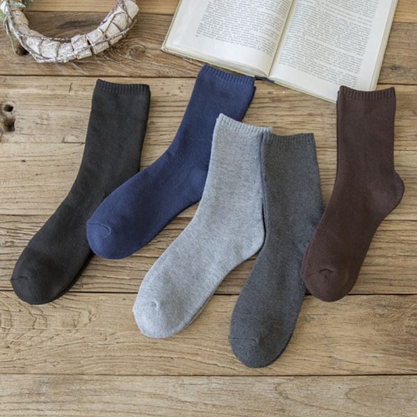 Mub- Efterår Vinter Herre Vintage Medium Bomuldsstrømper Fortykkede Strømper Uldstrømper Vinterstrømper Solid Terry