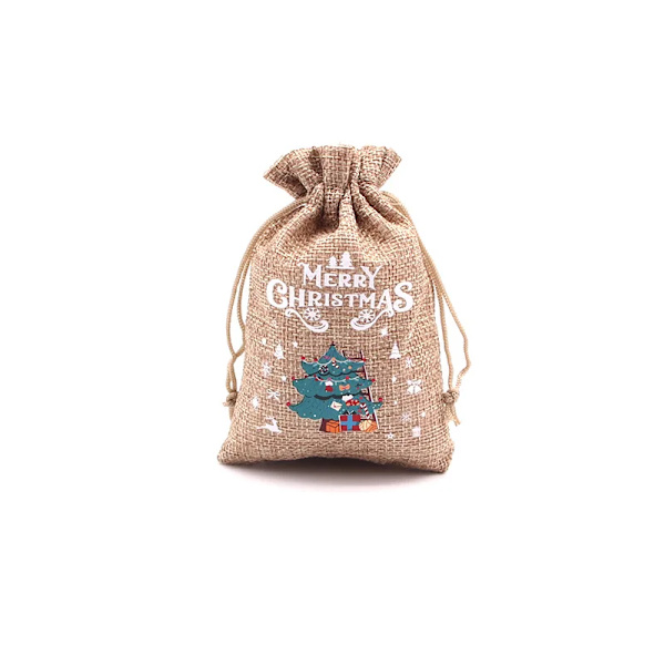 Mub- 10x14cm Julegaver Festdekorationer Julelinned Slikposer Med Snøre Jute Burlap Gavepose Burlap Pose X2072 SD04-2