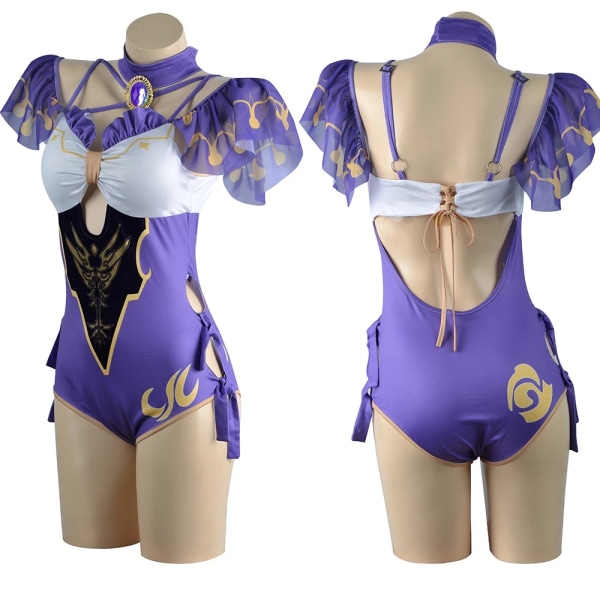 Mub- Genshin Impact Hu Tao Lisa Ms Hina Sangonomiya Kokomi Bikini Badetøj Badetøj Sommer Jumpsuits Kappe Cosplay Kostume Outfit 2 XL