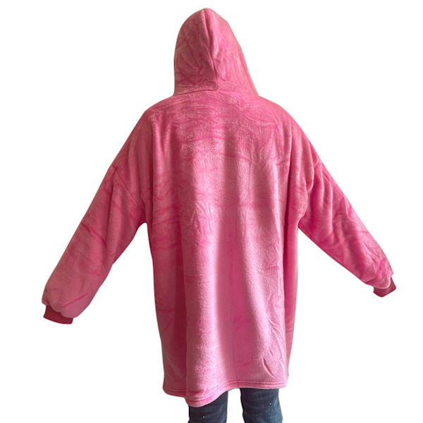 Pehmeä ja lämmin hupparipeitto, jossa on iso tasku - Flanelli, lämmin, mukava, ylisuuri, unisex Pink