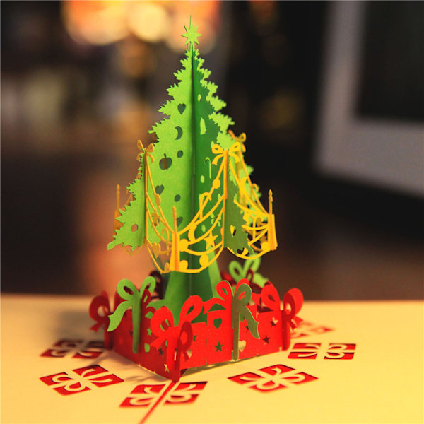 Mub- julehilsenkort 3d tredimensjonalt julegran kort kreativ julegave til studenter juleaktivitet gaver 1