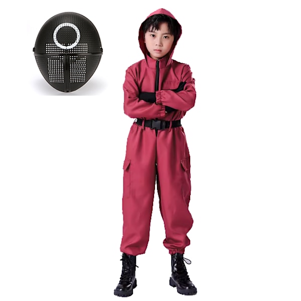 Xbi- Squid Game 2 Barnkläder med Mask Clothes+mask Clothes+circular mask 140
