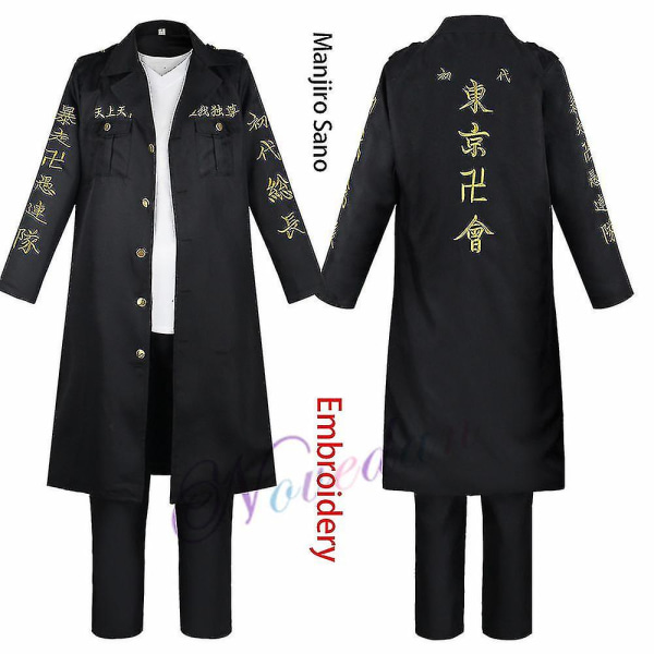 Anime Tokyo Revengers Keisuke Baji Chifuyu Matsuno Smiley Ken Tokyo Manji Gang Cosplay Kostyme Svart Broderi Jakke Uniform -a Manjiro Sano Uniform Adult XS