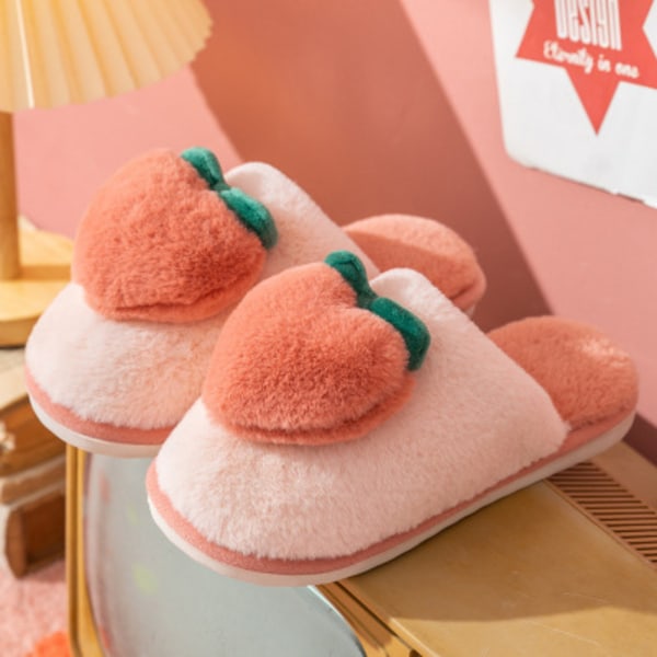 Mub- Lette bomullsslippers Vinter varme plysj par slippers Søte innendørs hjemmesko Pink 38