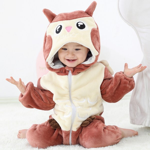 Mub- MICHLEY Make Your Own Design Children Flannel Rompers Boys Hooded Clothes One-piece Animal Baby Costume ASF9 70cm