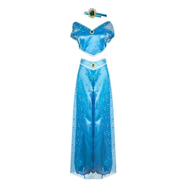 Aladdin Jasmine Princess Costume Dress Up Carnivals Halloween Cosplay Props Adults Outfits -a Dark Blue M