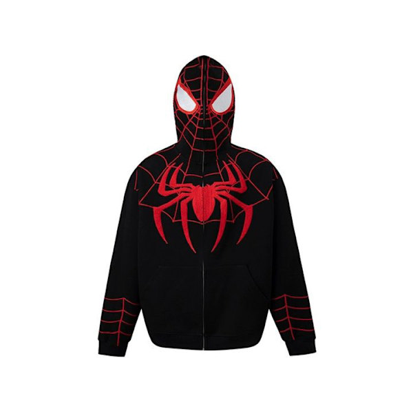 Mub- 2024 Mörk spider Tryckt Kofta Med Huva Full Kedja Lös Trendig Tröja Jacka För Män Och Kvinnor Black 04 M