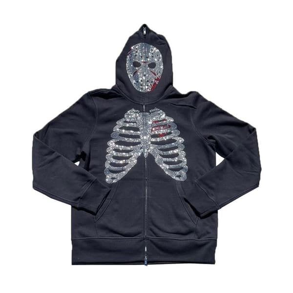 Y2K Full Zip Up Hoodie Herre Efterår Vinter Gothic Sweatshirt Style 2 S