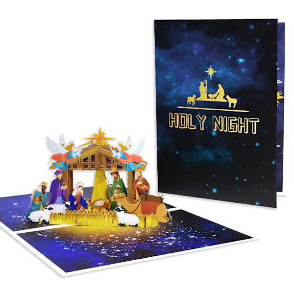Mub- 2023 Uusi joulu Pop-up onnittelukortti 3D-onnittelukortti Julnatt 15*20cm