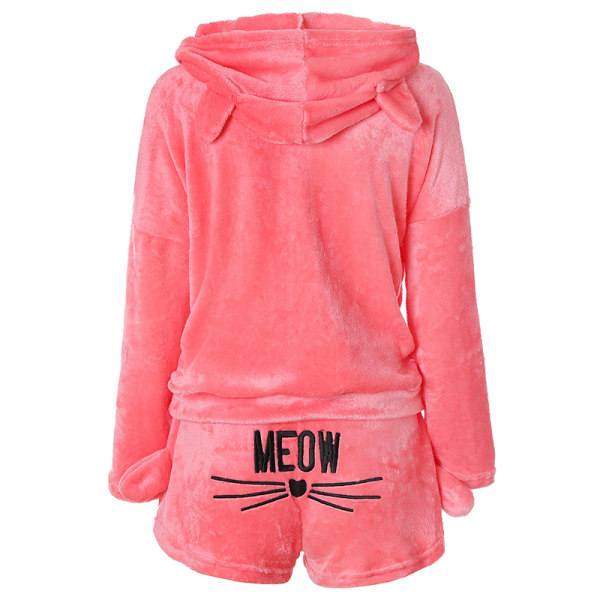 Kvinnor fleece fluffiga pyjamas nattkläder nattkläder set -i Blue S