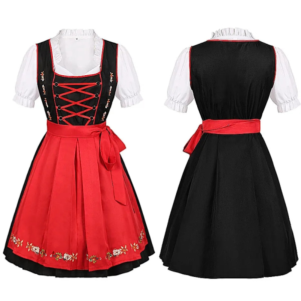 Mub- Women's Oktoberfest Beer Girl German Dress Square Neck Apron Cosplay Costume Party Dresses for Women Festival Performance 1 XL