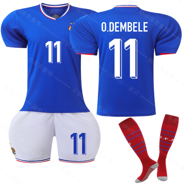 Mub- EM 2024 Frankrig fodboldtrøje Home 11 O.DEMBELE XS