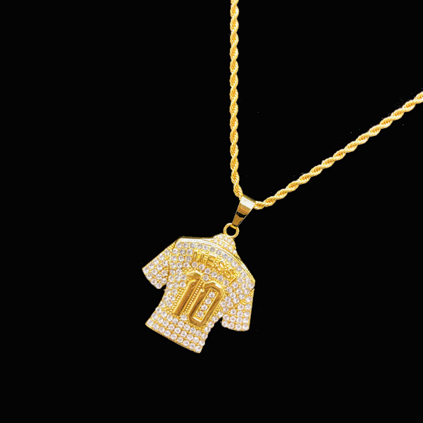 Xbi- Fotbollsfan tröja gold 10 Messi hängsmycke halsband
