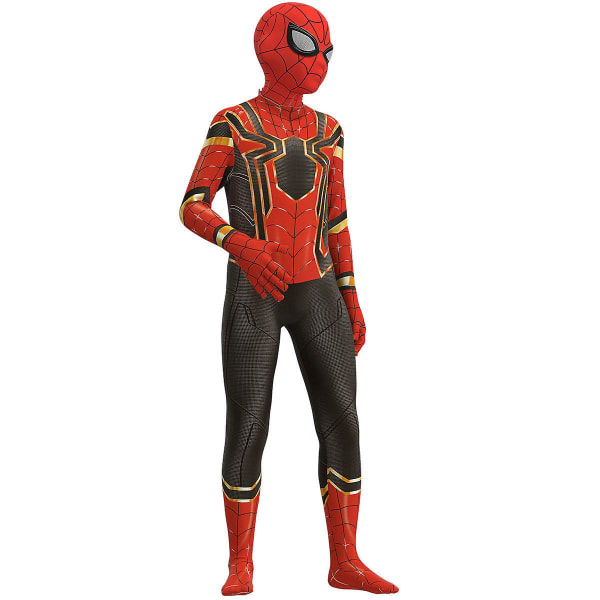 Iron Spider Suit Cosplay Kostym Fest Jumpsuit Monterade Barnkläder Spiderman Ansiktsmålning -a 130cm