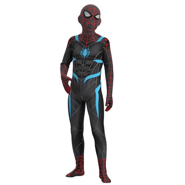Spider-man Velocity Suit Cosplay Kostyme Fest Jumpsuit Montert Barneklær Spiderman Ansiktsmaling 170cm
