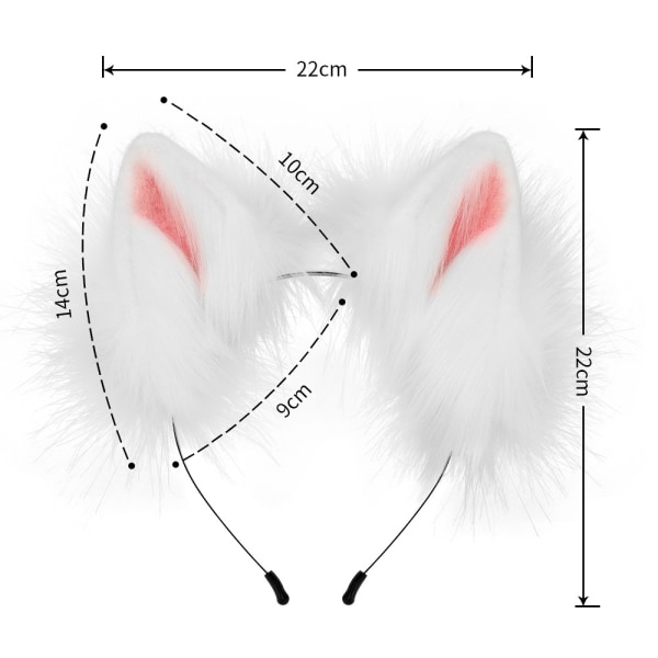 Halloween sæt dyrekløsimulering plys ræveøre hårbøjle， dyreøre， dyrehale cos tilbehør white powder one size fits all