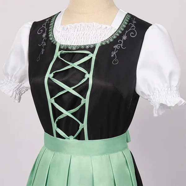 Mub- Green Oktoberfest Costume Party Dress Cosplay Maid Dress O-neck Beer Dress Costume for The Holiday Party Dance Show 1 2 XL