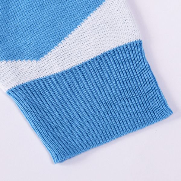 Mub- Bomullsstickad tröja jul ny tecknad snögubbe älgull rundhals bomull linnetröja blue M
