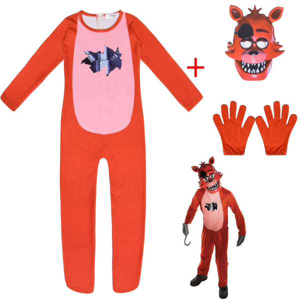 Kids Party Clothes Five Nights Freddy Bear Cosplay Costume With Mask Boys Girls Bodysuit Halloween Fancy Jumpsuits -a 2 120
