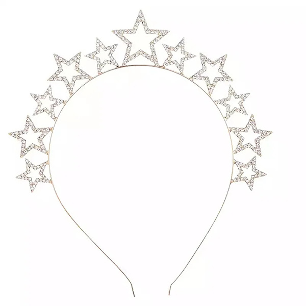 Mub- Go Party Happy New Year Hodebånd Merry Christmas Festartikler Dekor Diamant Metall Legering Hjort Xmas Hårbøyler Tiaraer Hodeplagg Gold-Five-Pointed Star