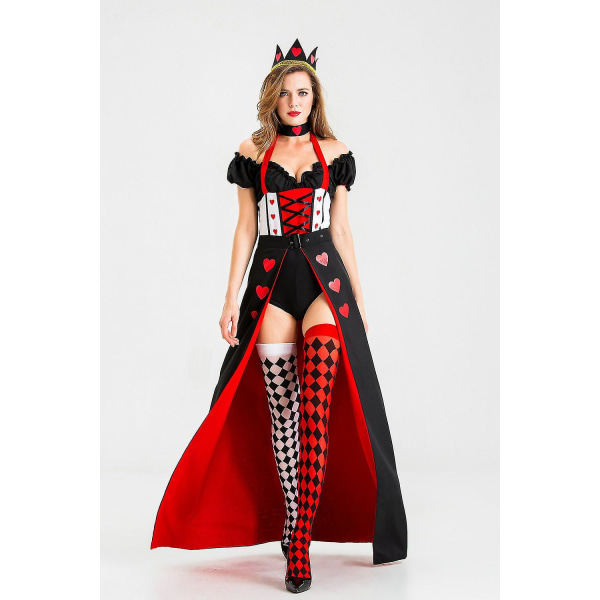 Queen Of Hearts Dronning Kostume Uniform Halloween Kostume Cosplay Heks Kostume Vampyr -a S