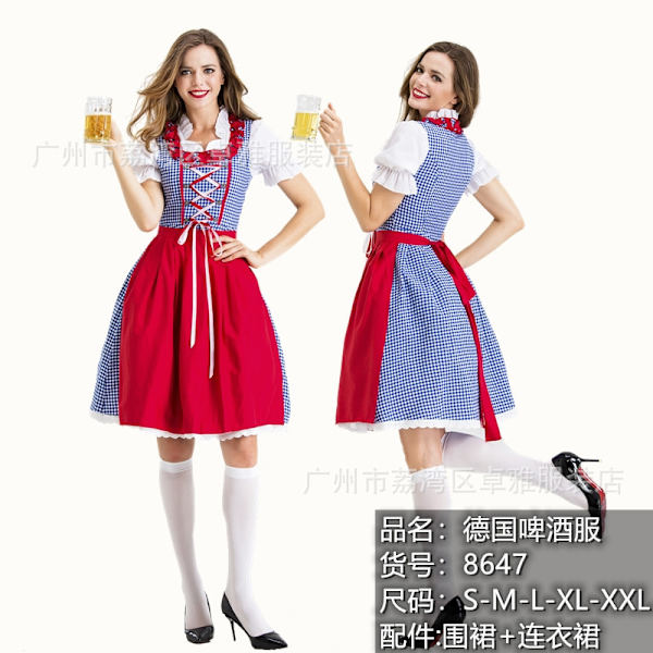 Xbi- Halloween-asut, olut-asut, Baijerilainen Oktoberfest-palvelijatar-asut, lavasut, esiintymisasut 8647 M