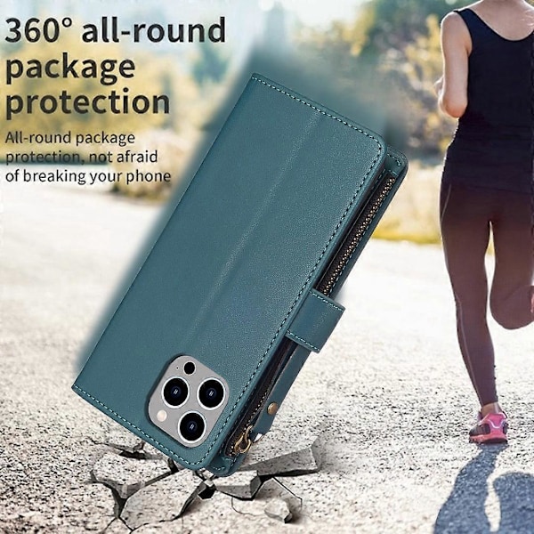 BF Style-19 PU Læder Telefon Cover Flip Wallet Stand med Lynlåslomme til iPhone 15 Pro Max Multicolor Style A