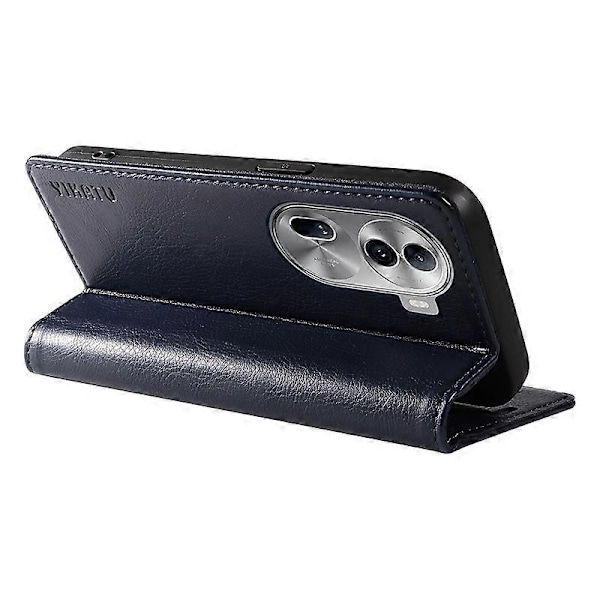 YIKATU YK-006 Mobilskal för Oppo Reno11 5G, Litchi-texturerat PU-läder, Ställ, Plånboksfodral Multicolor Navy Blue