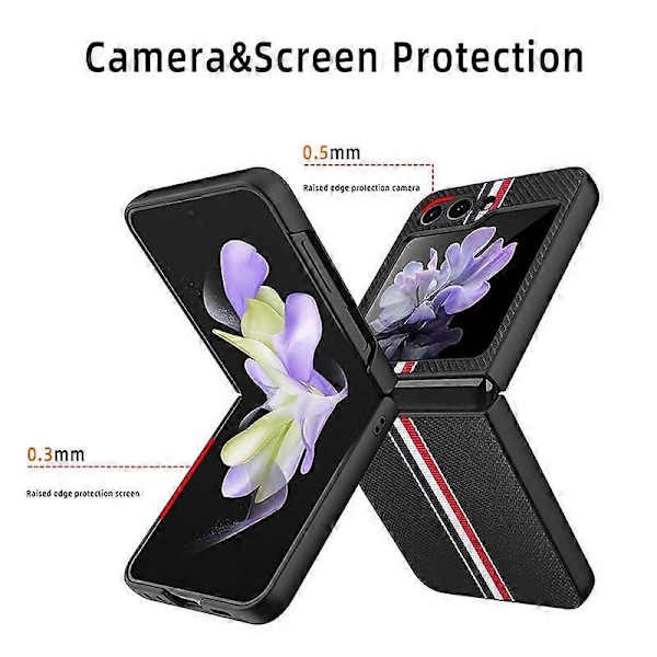 Til Samsung Galaxy Z Flip5 5G Slim Case Bånd Splejsning PU+PC Telefon Cover Multicolor Style D