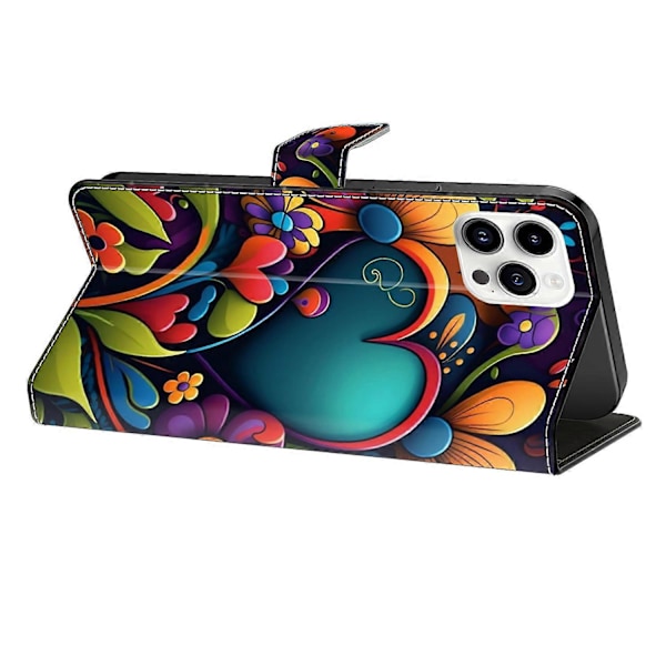 PU-læder flipcover med stativfunktion til iPhone 16 Pro Multicolor Style B