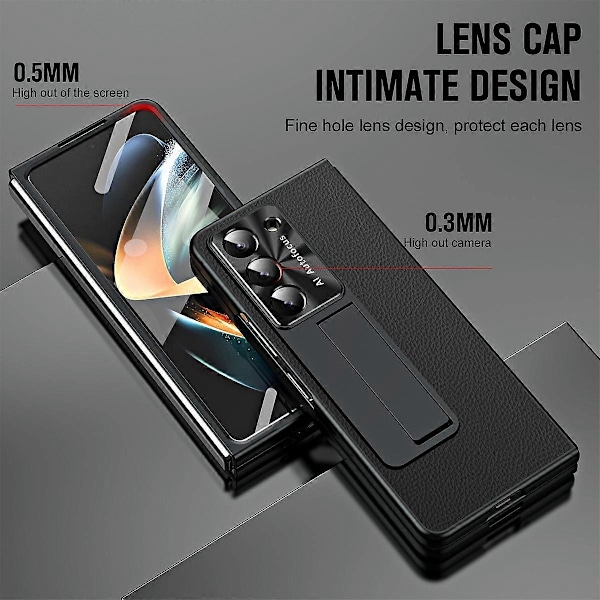 För Samsung Galaxy Z Fold5 5G Läder PC Fodral Stötsäkert Ställ Telefonskal Multicolor Style A