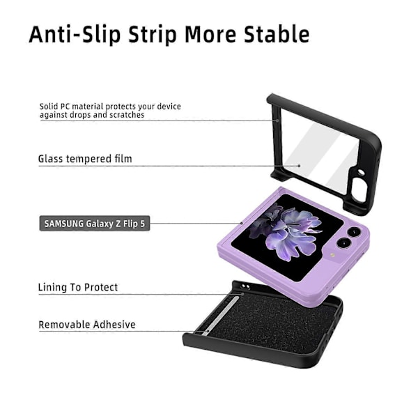 Til Samsung Galaxy Z Flip5 5G Slim Case Bånd Splejsning PU+PC Telefon Cover Multicolor Style D