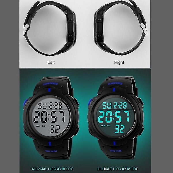 Skmei 1068 Men Vattentät Outdoor Sports Digital Watch Black