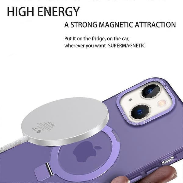 Magnetisk etui med støttefod til iPhone 14, TPU+PC, stødsikkert telefoncover Multicolor Style E