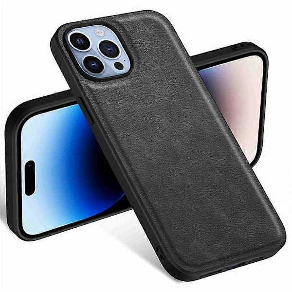 Mobilskal för iPhone 15 Pro Max Fodral PU Läderbelagd TPU+PC Smartphone Skal Multicolor Style A