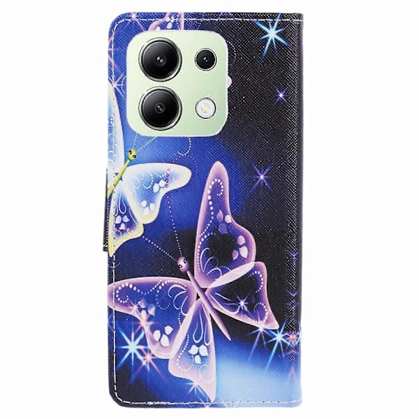 Xiaomi Redmi Note 13 4G Lompakkokotelo PU-nahkaa Kuvioitu Puhelinkotelo Ristikkäinen Tekstuuri Multicolor Sparkling Butterflies