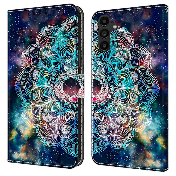 Til Samsung Galaxy A14 4G/5G Etui Mønsterprintet Beskyttelsescover TPU+PU Læder Flip Telefon Etui Multicolor Style K