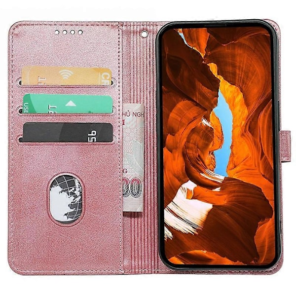 OnePlus Ace 5 5G / Ace 5 Pro 5G -kotelo, vasikannahkakuvioinen nahkainen jalustallinen kirjatyylinen puhelinkotelo - musta Multicolor Rose Gold