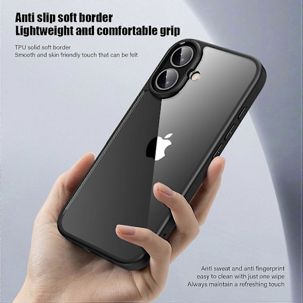 Stöttåligt Slimmat Hårt PC+Mjukt TPU Skal för iPhone 16 Multicolor Grey