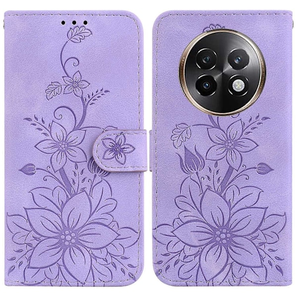 For Realme 13+ 5G Etui Lily Blomst Præget Læder Telefon Cover med Støttefod Multicolor Style C