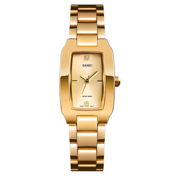 SKMEI Kvinnor Quartz Watch Armband i rostfritt stål Diamanturtavla Damarmband Eleganta damklockor gold
