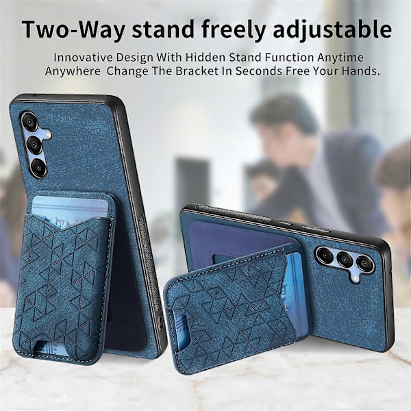 Til Samsung Galaxy A15 4G/5G Etui med Præget Mønster, Kortholder, Støttefod, Læder Bagside Cover Multicolor Style E