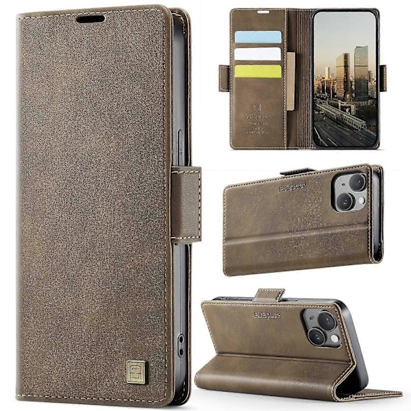 iPhone 14 -kotelo AUTSPACE A11 RFID-suojattu retro nahkainen matkapuhelinlompakkokotelo - Musta Multicolor Brown